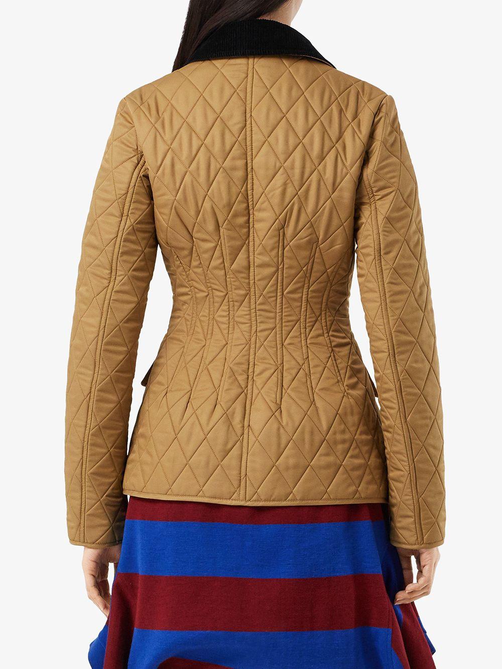 Burberry Corduroy Collar Diamond Quilted Barn Jacket in Brown Lyst