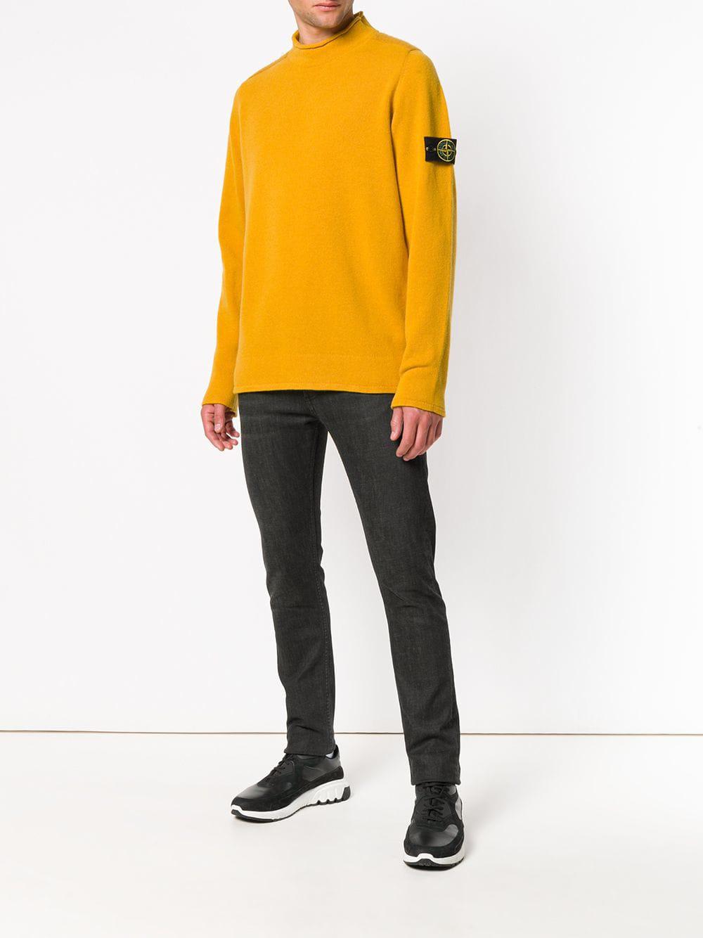 Stone Island Rolled Edge Turtleneck Sweater in Yellow for Men - Lyst
