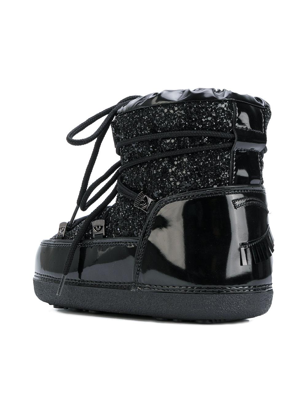 Chiara Ferragni Cotton Glitter Moon Boots in Black - Lyst