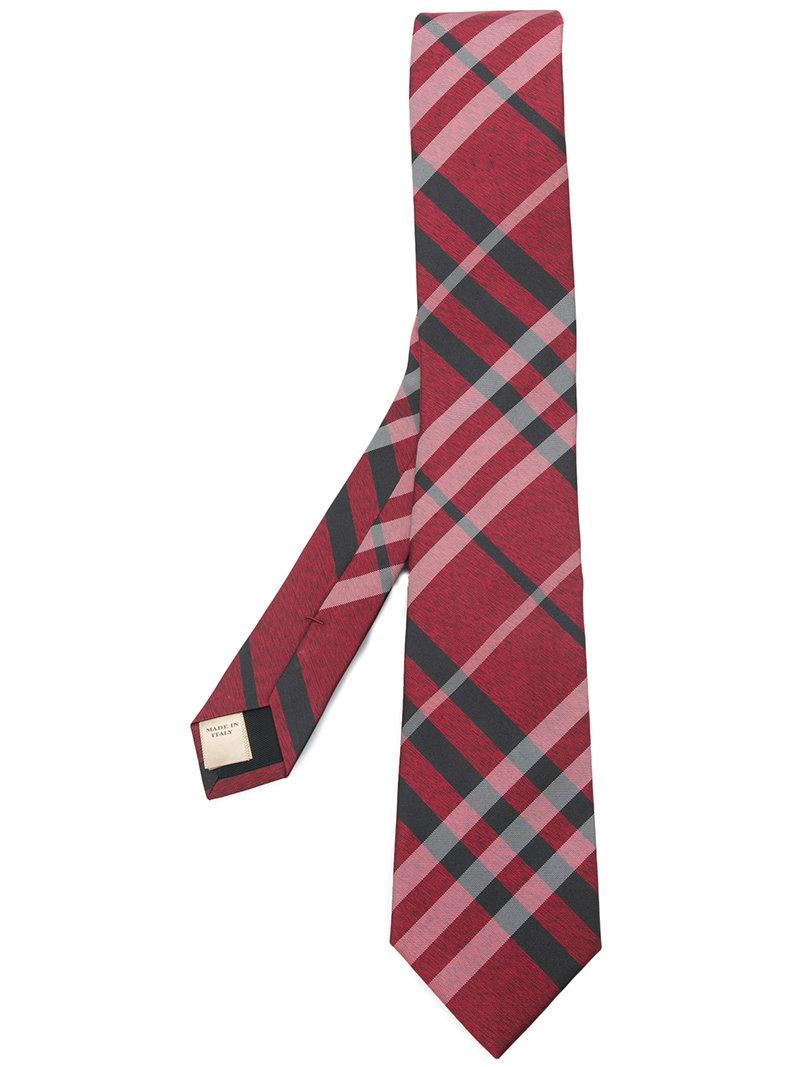 Burberry Silk Haymarket Check Tie in Red for Men - Lyst