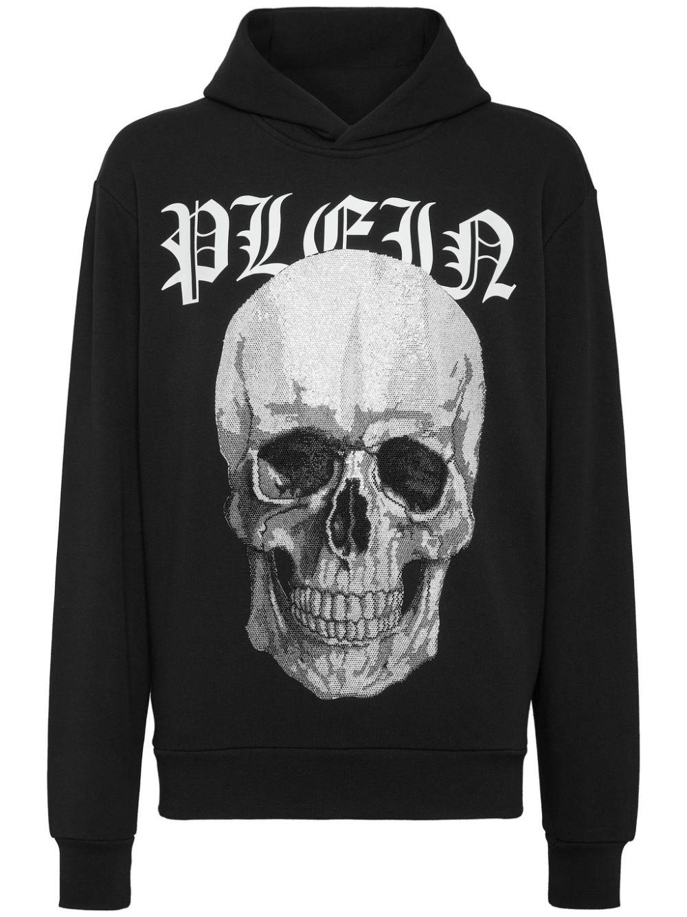 Philipp Plein Skull print Rhinestone embellished Hoodie in Black