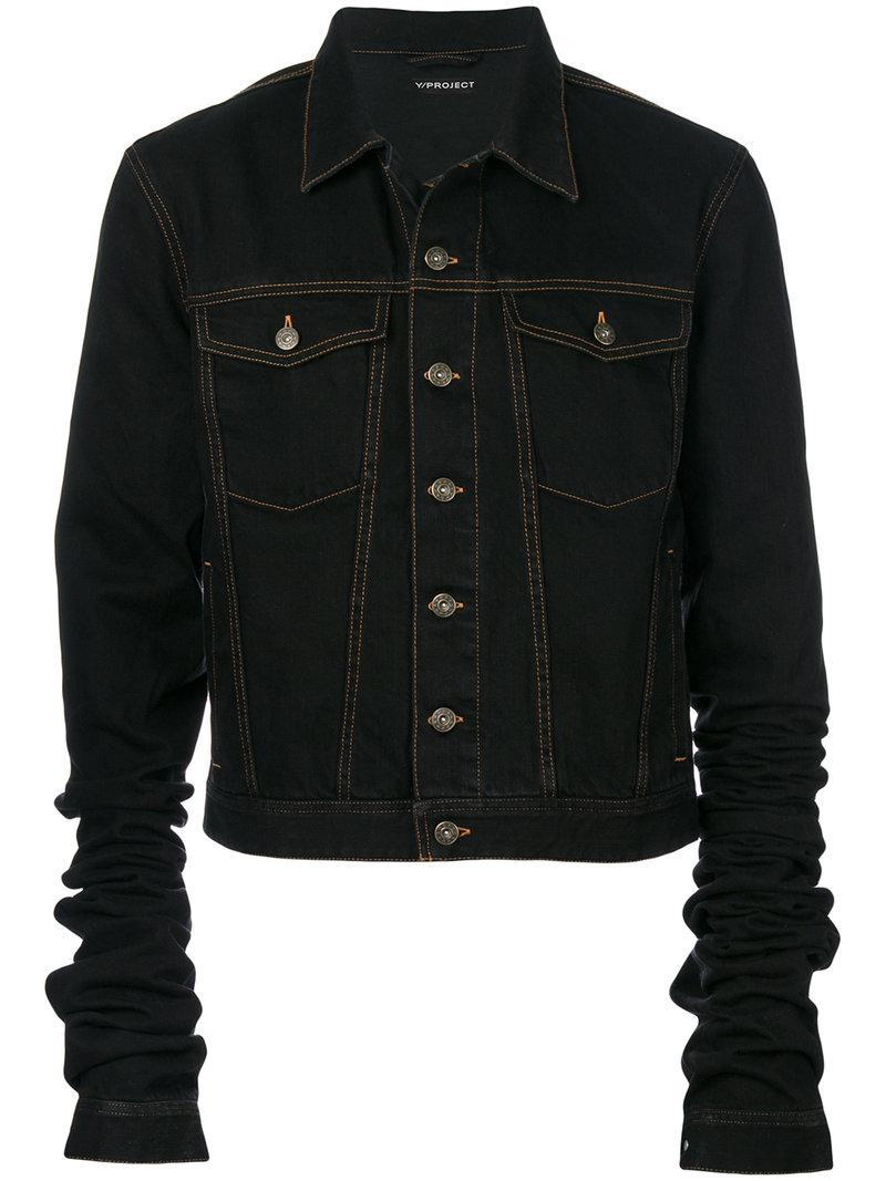 Y. Project Extra Long Sleeves Denim Jacket in Black for Men - Lyst