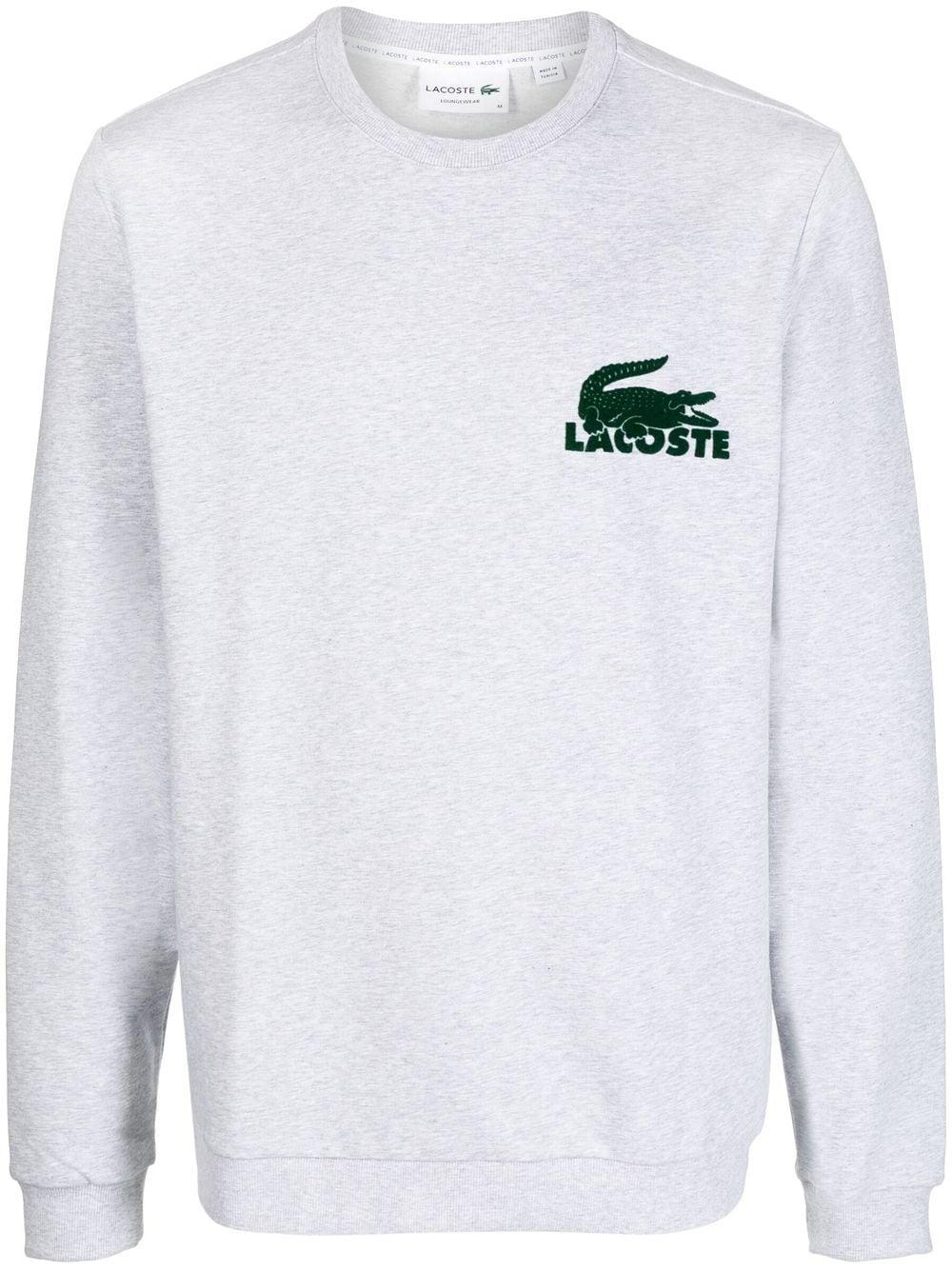 Lacoste Logo-print Long-sleeve Sweatshirt in White for Men | Lyst