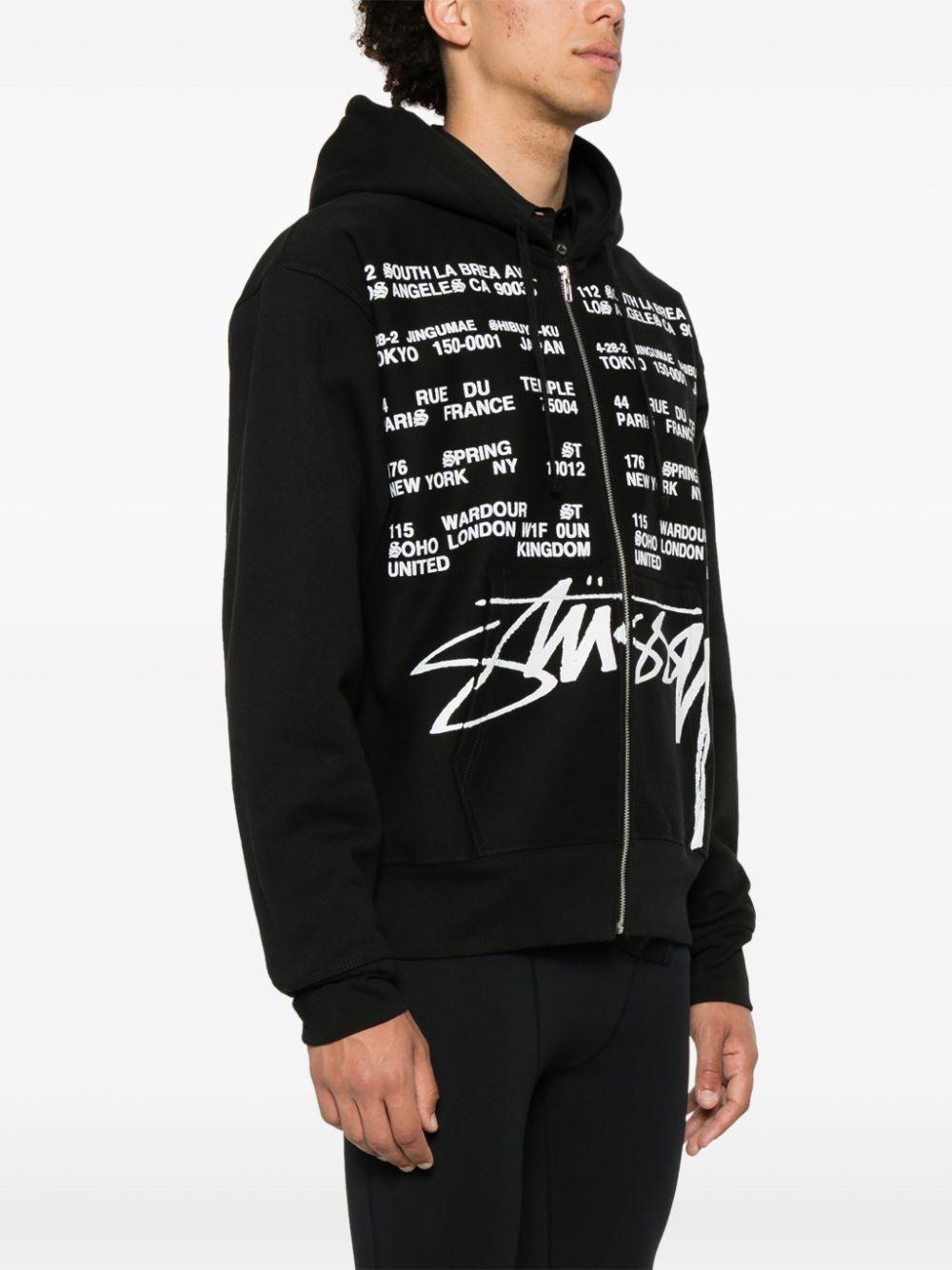 Stussy Locations Zip-up Hoodie in Black | Lyst Stussy Locations Zip-up Hoodie in Black | Lyst