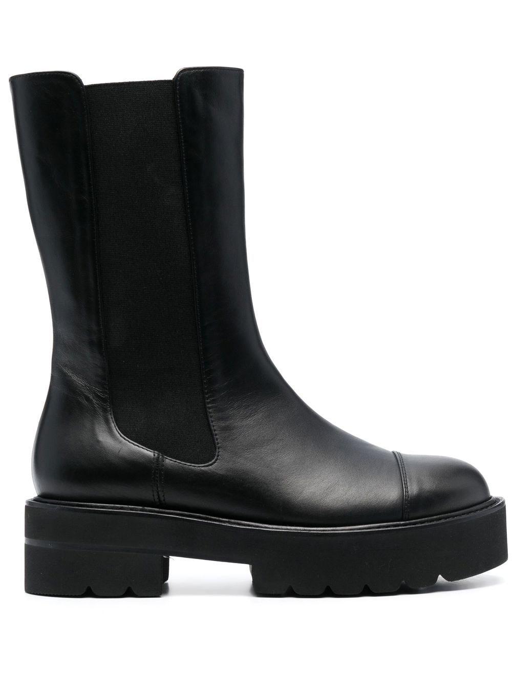 Stuart Weitzman Presley Leather Chunky Boots in Black | Lyst Canada