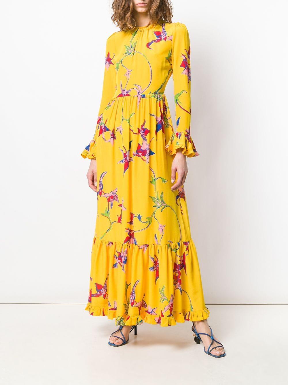 LaDoubleJ Summer Visconti Silk Maxi Dress in Yellow Print (Yellow ...
