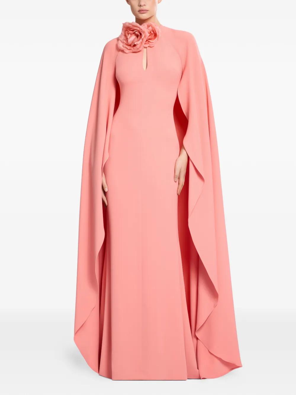 strapless open back dress Luxury Fuchsia Evening Dress with Cape Sleeves SS361