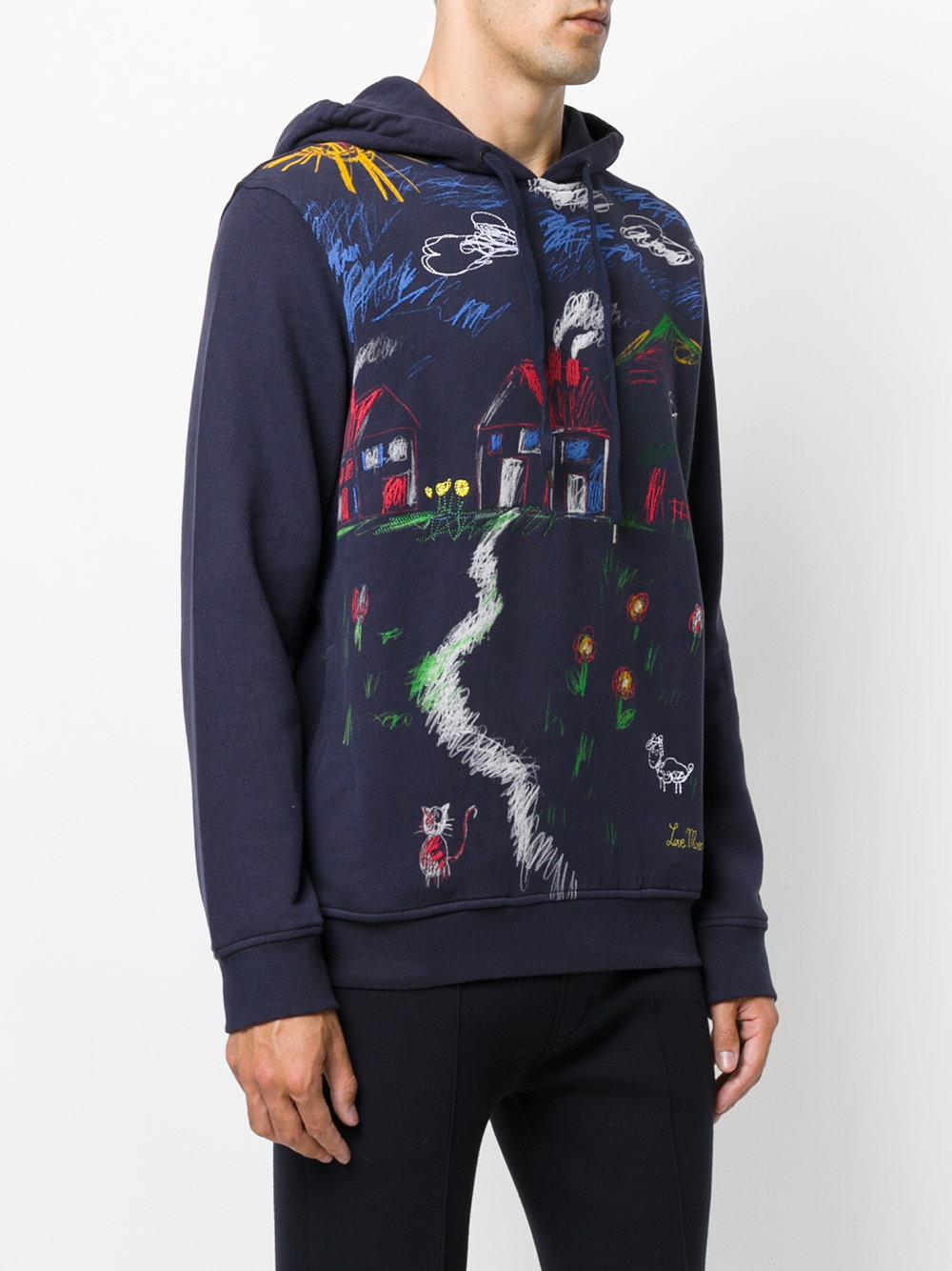 Lyst - Love moschino Hooded Printed Sweatshirt in Blue for Men