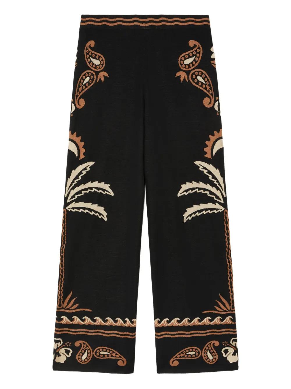 パンツ Alanui Trousers Fringed Relaxed Denim Pants in Dark Wash Blue Denim for