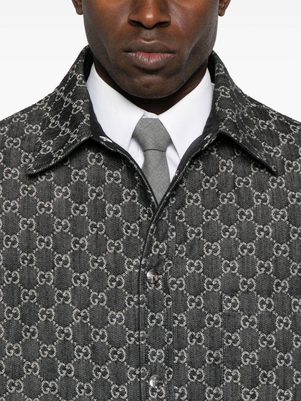 Gucci メンズ グレー GGジャカード リバーシブル シャツ ジャケット