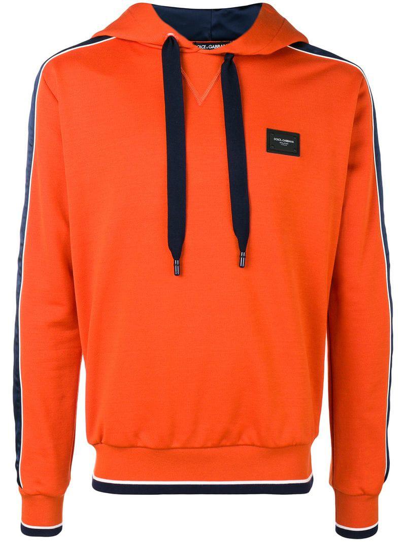Dolce & Gabbana Cotton Front Patch Hoodie in Orange for Men | Lyst