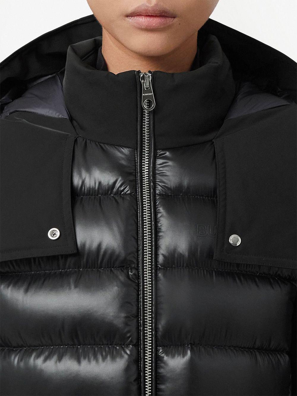 Burberry Contrast Hood Belted Puffer Jacket in Black | Lyst