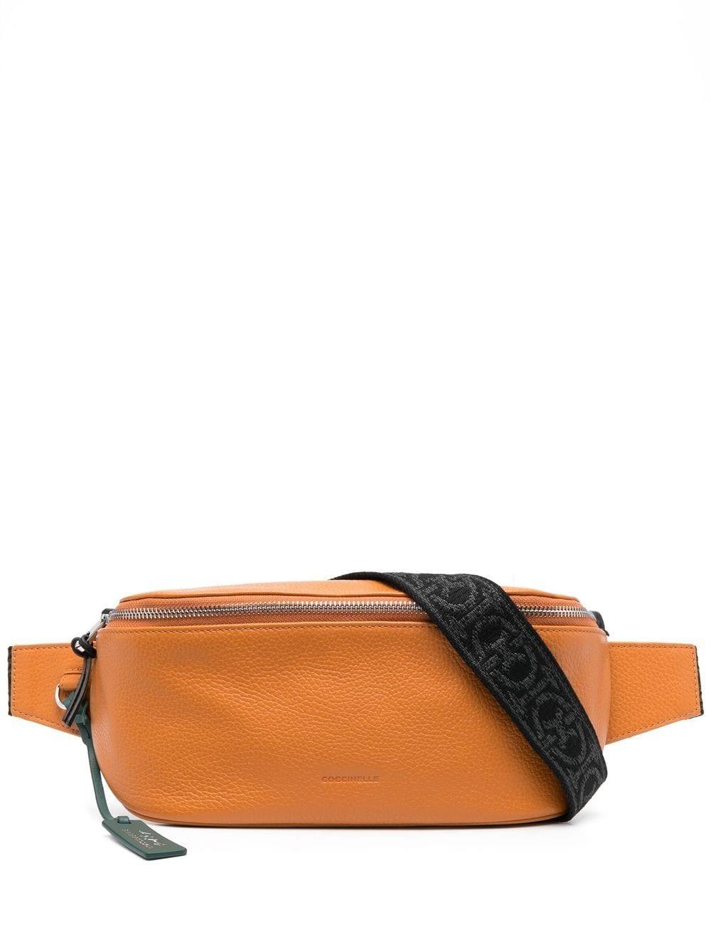 Coccinelle Grained Leather Belt Bag in Orange | Lyst