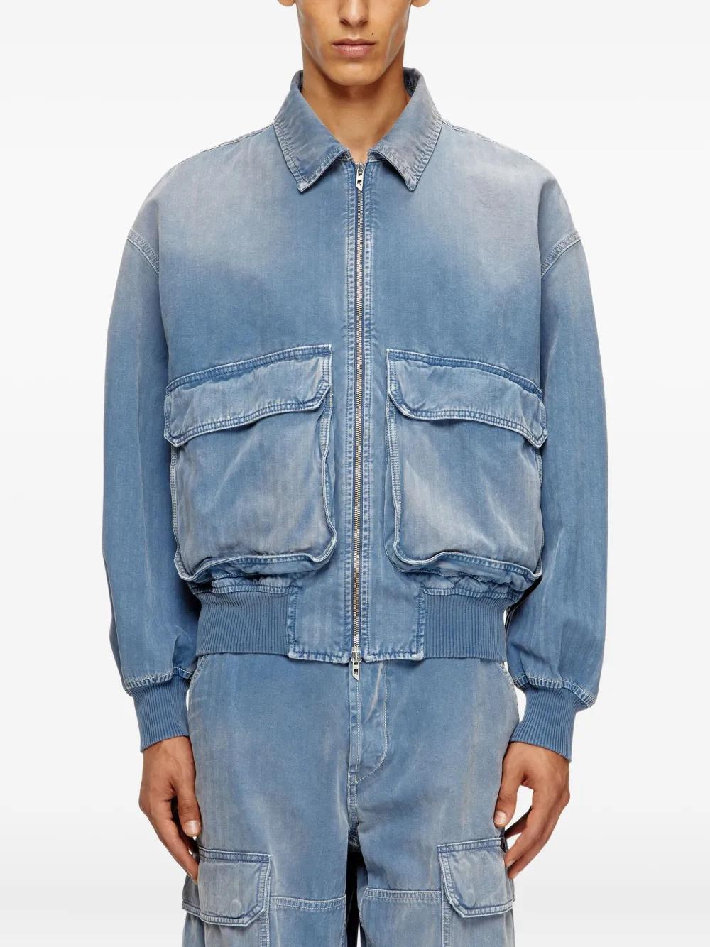 DIESEL D-Kurz Zip-Front Denim Jacket in Blue | Lyst