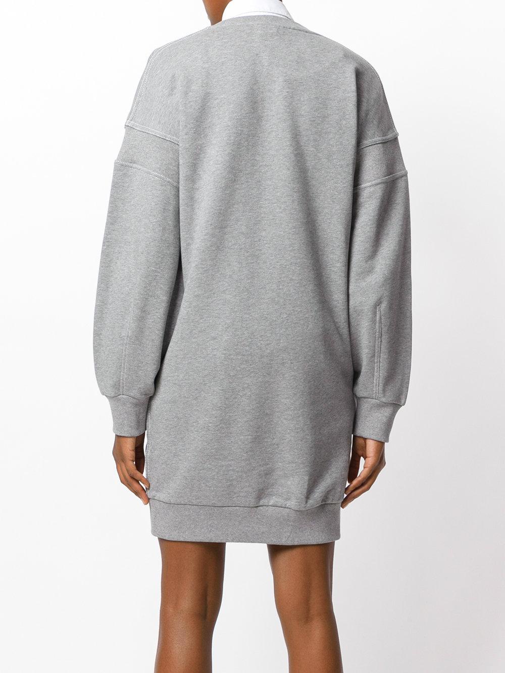 Burberry Embroidered Motif Cotton Jersey Sweatshirt Dress in Grey (Gray) |  Lyst