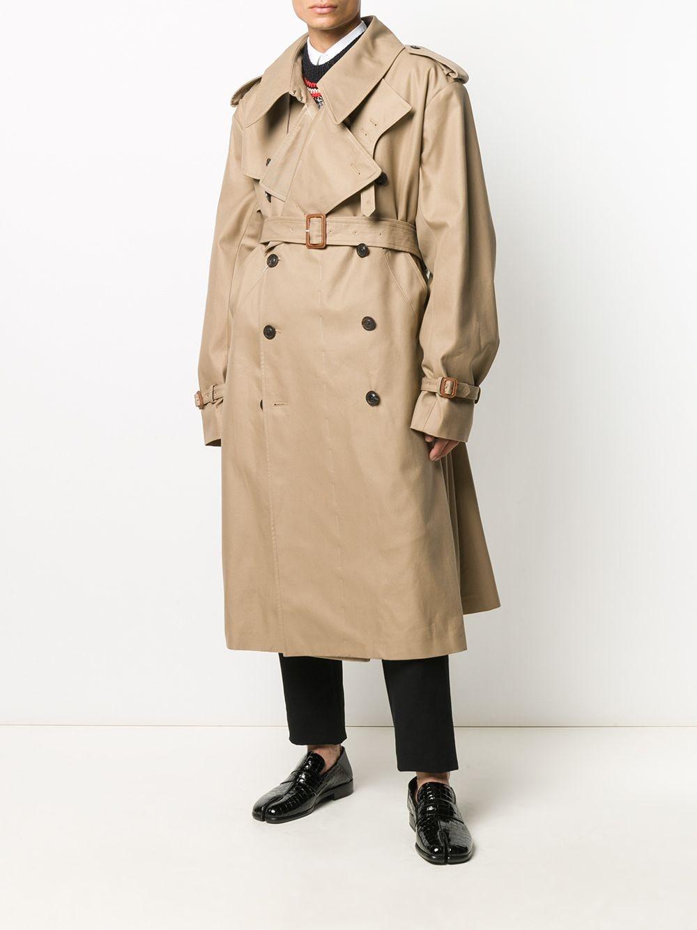 Maison Margiela Cotton Double-breasted Trench Coat in Brown for Men - Lyst