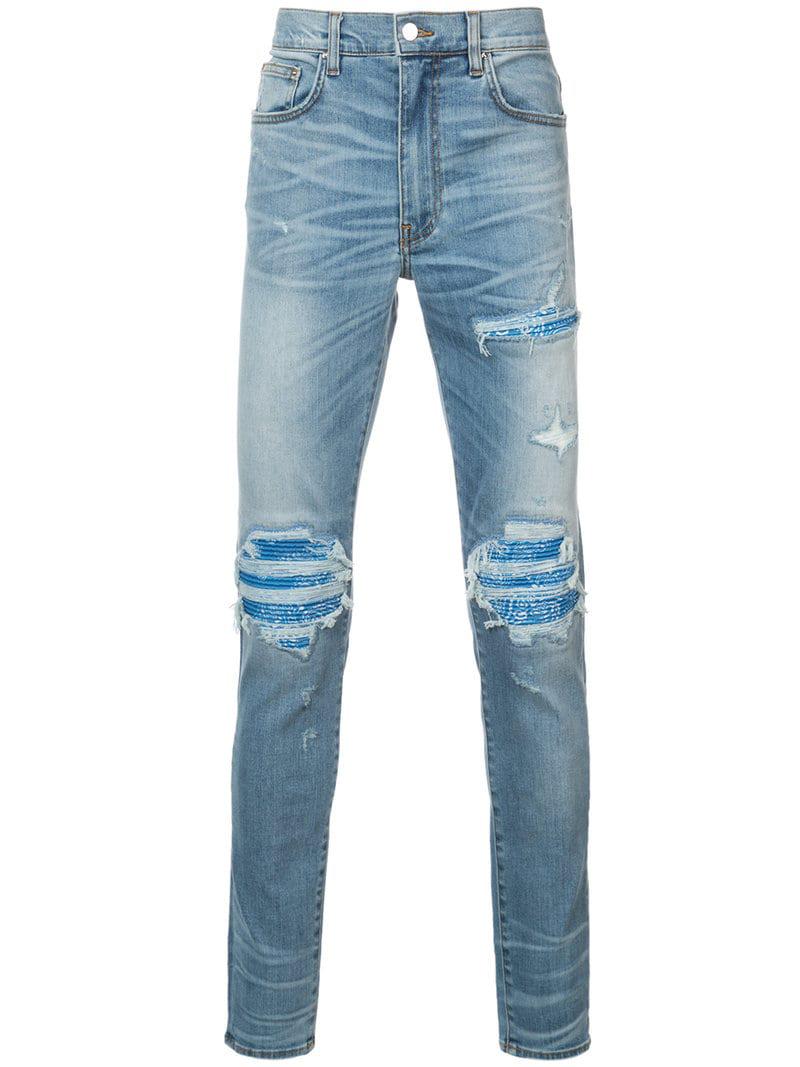 Amiri Denim Mx1 Ripped Jeans in Blue for Men - Lyst