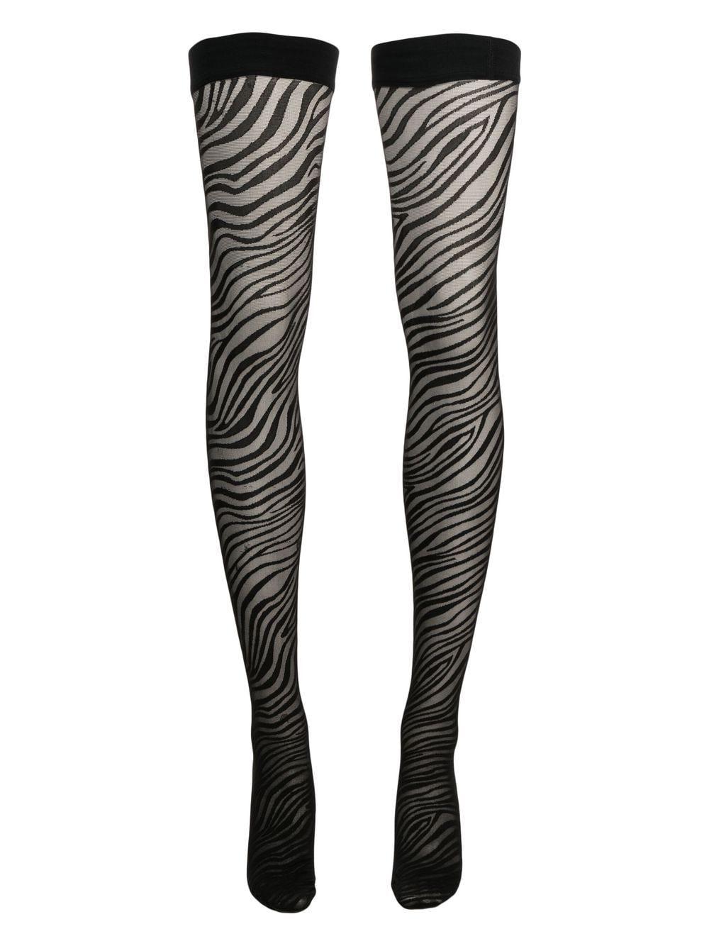 Wolford Zebra-print Stockings in Black | Lyst