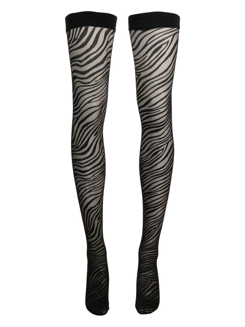 Wolford Zebraprint Stockings in Black Lyst