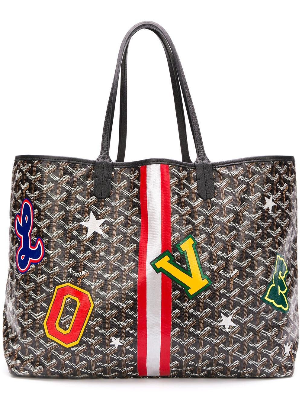 Goyard Leather Patches Print Tote Bag in Black | Lyst