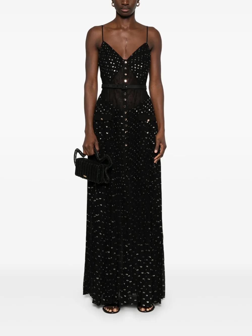Self-Portrait And Chiffon Maxi Dress Ss25033Xb in Black | Lyst