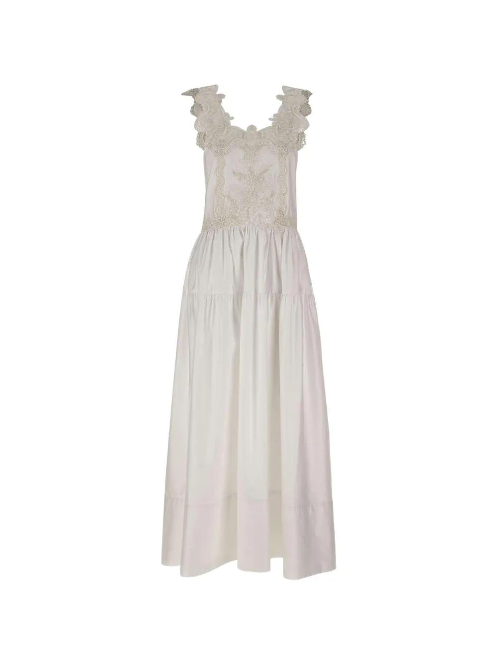 Maurizio Mykonos Lace-Insert Maxi Dress in White | Lyst