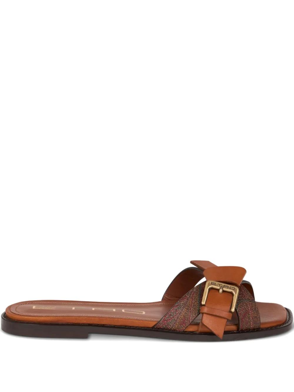 【関税・送料込み】ETRO SANDALS BROWN LEATHER SLIDES Etro Flat sandals for Women | Online Sale up to 73% off | Lyst