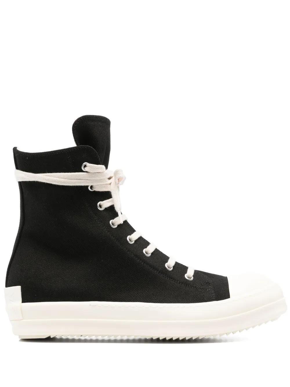 【関税込み】Rick Owens ブラック Hollywood レザースニーカー Rick Owens: ブラック Hollywood カーフレザー スニーカー