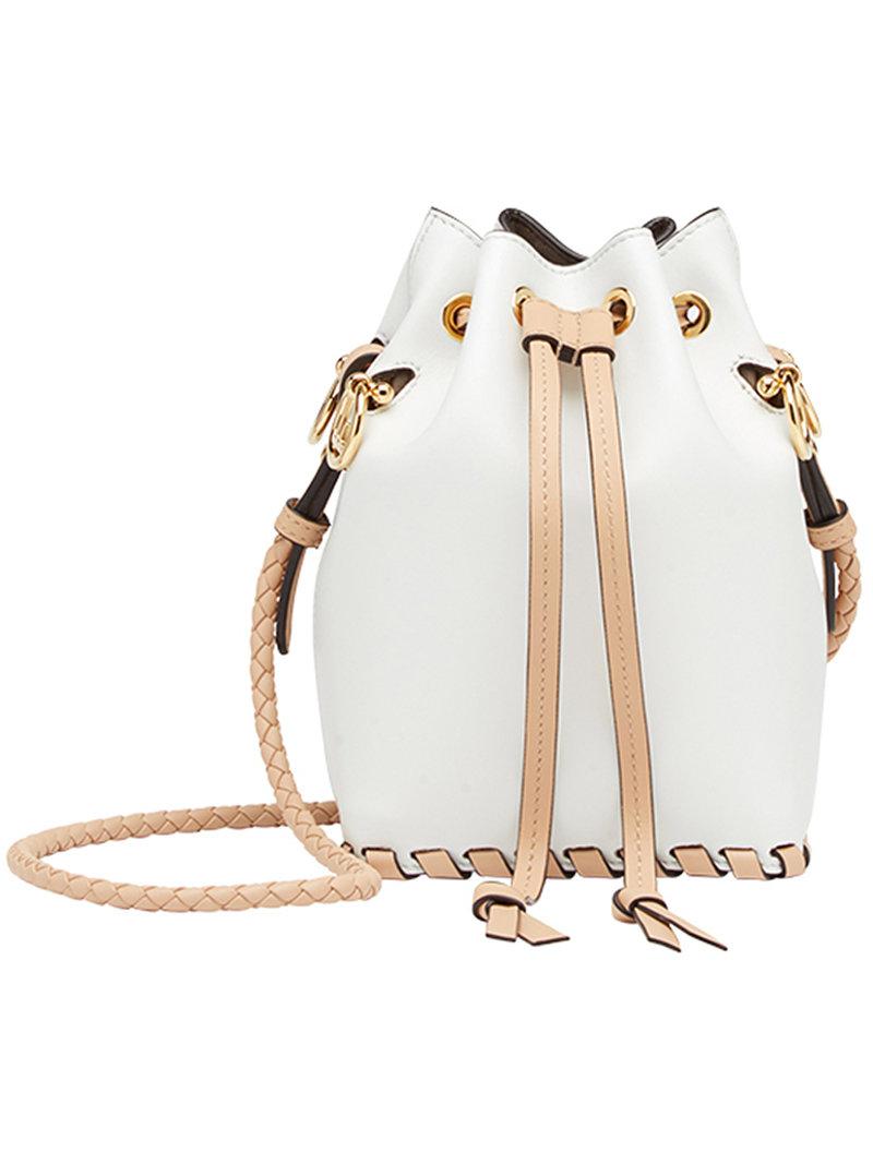 Fendi Leather Mon Trésor Mini Bucket Bag in White Lyst