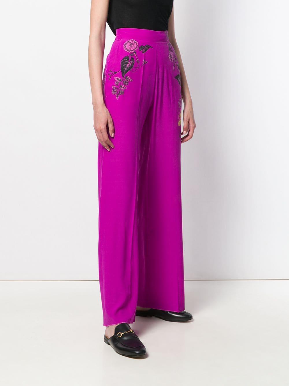 Etro High-waisted Floral Wide Leg Trousers in Purple - Save 4% - Lyst