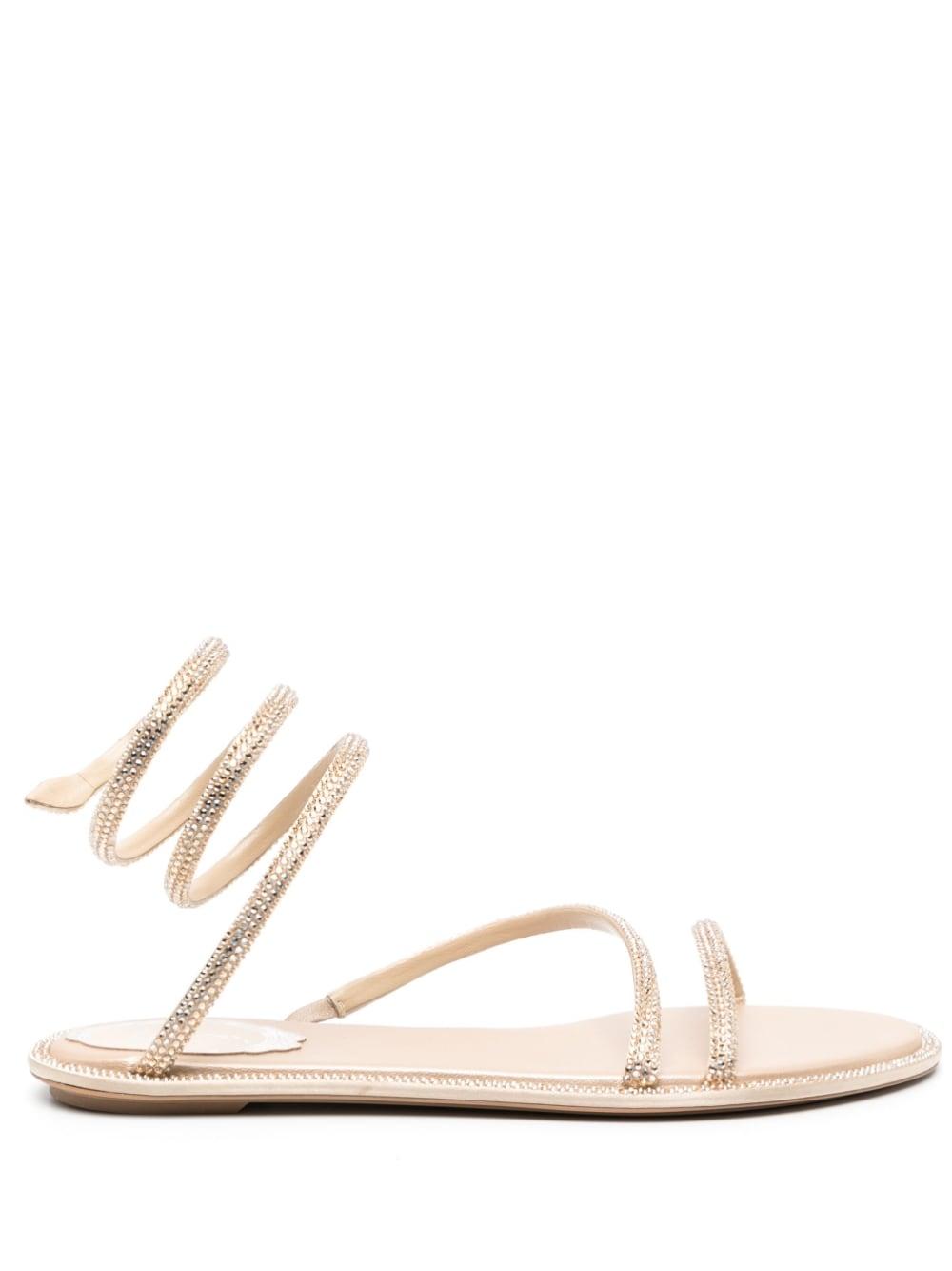 Rene Caovilla Crystal-embellished Flat Sandals in White | Lyst