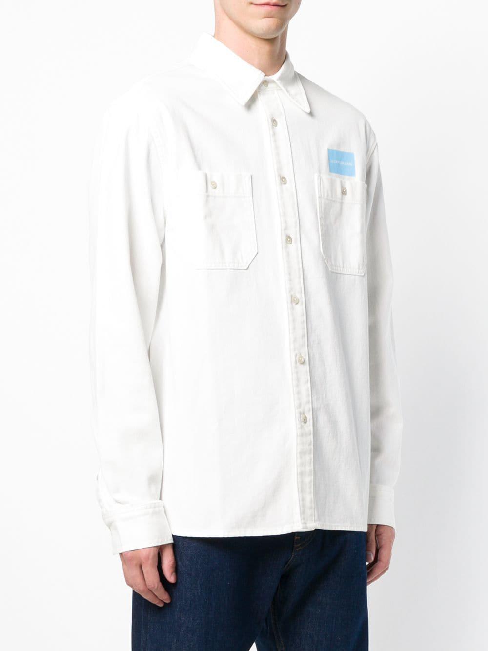 Calvin Klein Longsleeved Denim Shirt in White for Men - Lyst