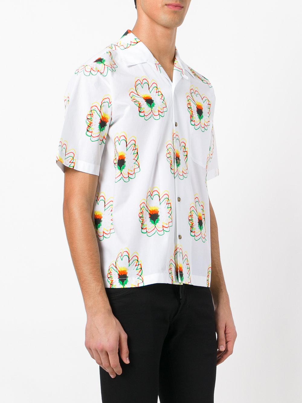 Stella McCartney Cotton Floral Print Bowling Shirt in White for Men - Lyst