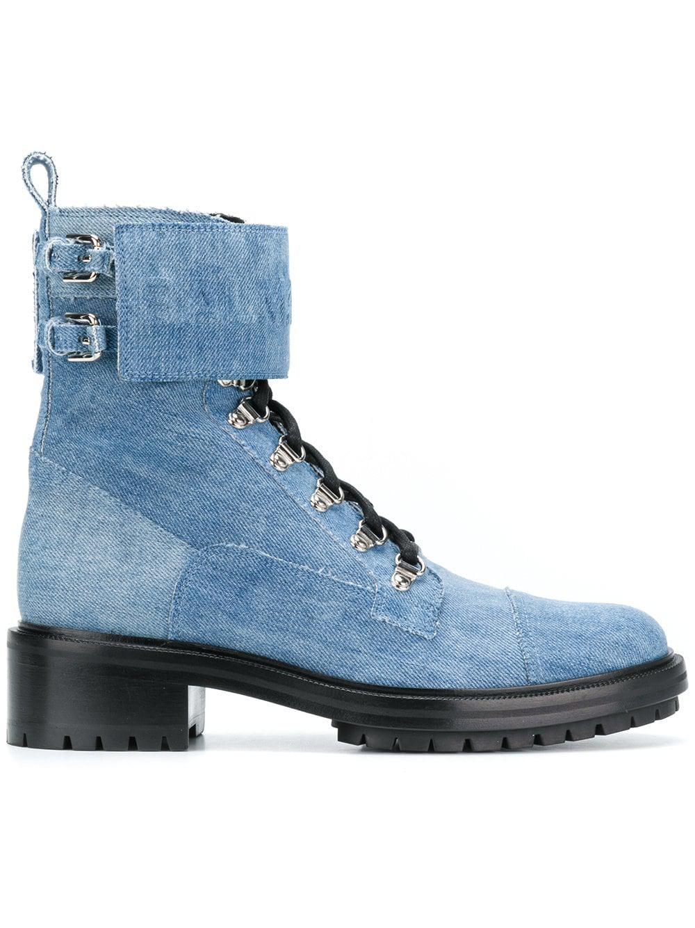denim combat boots