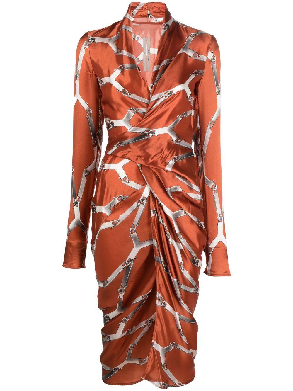 Rick Owens Cableknit Wrap Dress in Orange Lyst