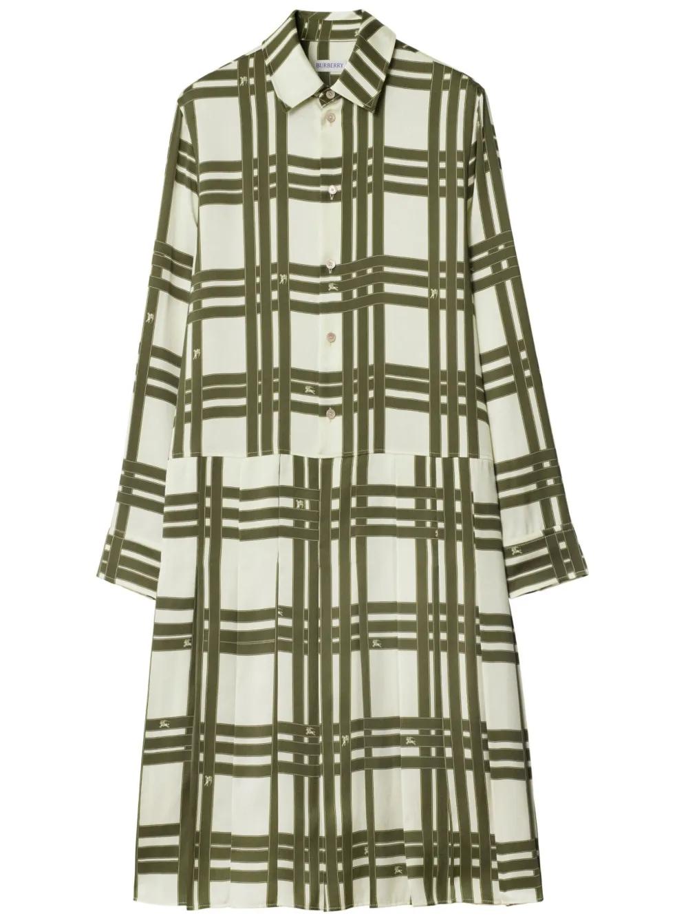 green plaid burberry dress Burberry Checkered Wool Blend Shift Dress | Green