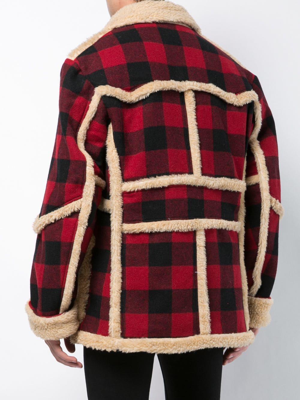 R13 Wool Shearlinglined Plaid Jacket in Red for Men Lyst