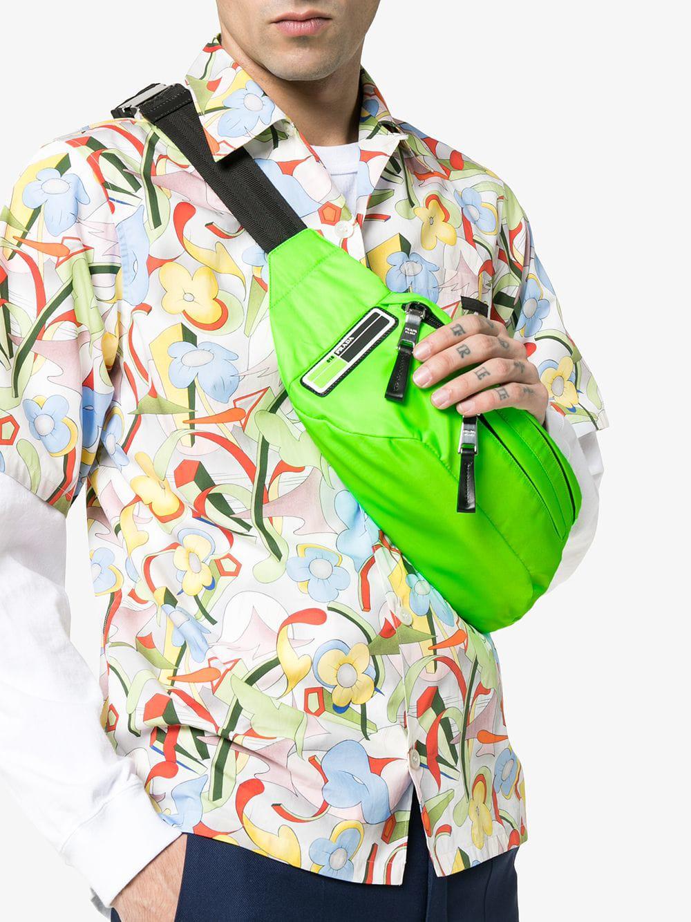 Prada Neon Green Nylon Belt Bag for Men | Lyst
