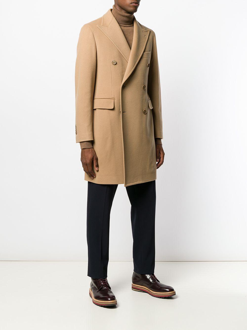 Tagliatore Wool Double-breasted Coat in Natural for Men - Lyst