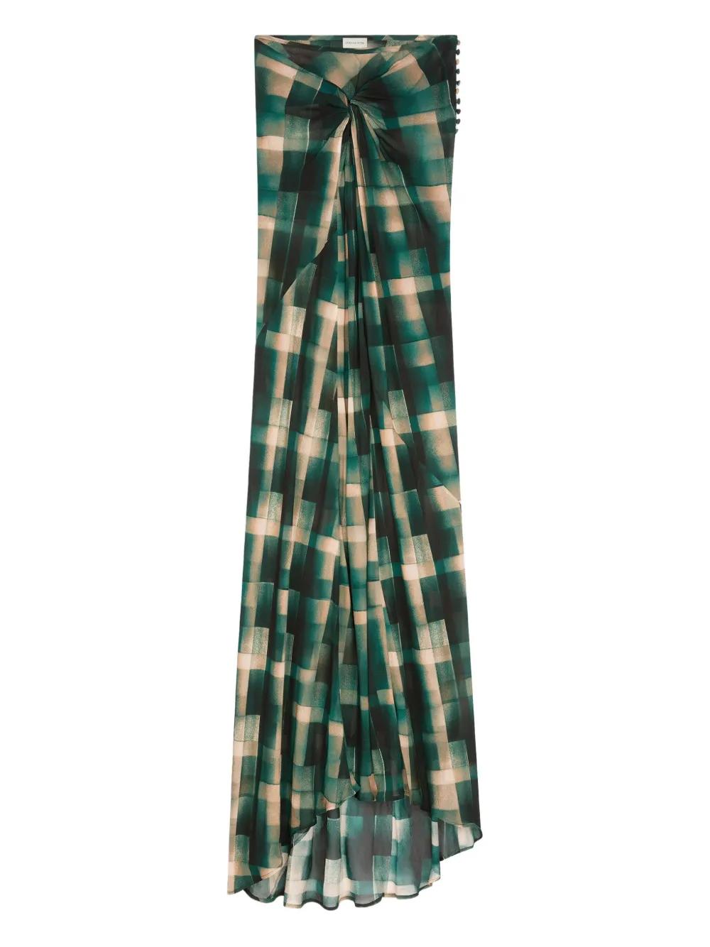 ◆DRIES VAN NOTEN◆シフォンマキシスカートチェック ギャザー入 レディース Dries Van Noten マキシスカート | オンラインセール