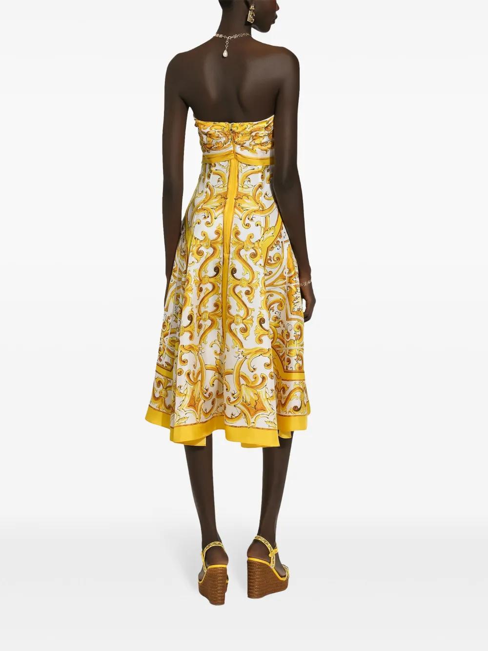 ワンピース DOLCE & GABBANA Silk midi pencil dress with Maiolica print Silk midi pencil dress with Maiolica print DOLCE & GABBANA