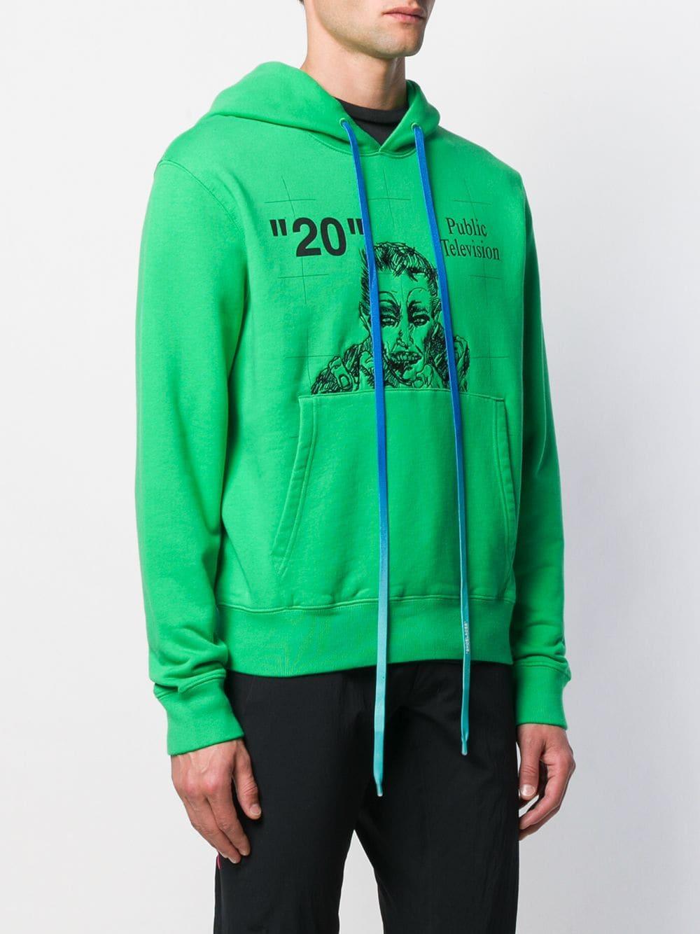 Off-White c/o Virgil Abloh Cotton Public Television Hoodie in Green for Men  | Lyst