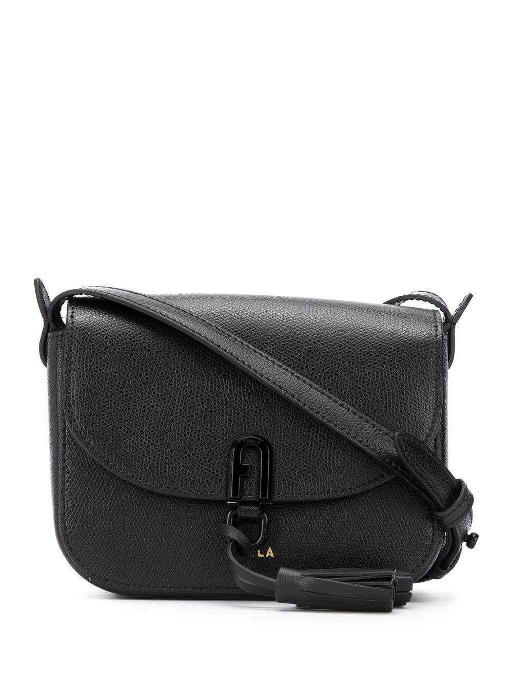 Furla Leather Tassel Detail Crossbody Bag in Black - Lyst