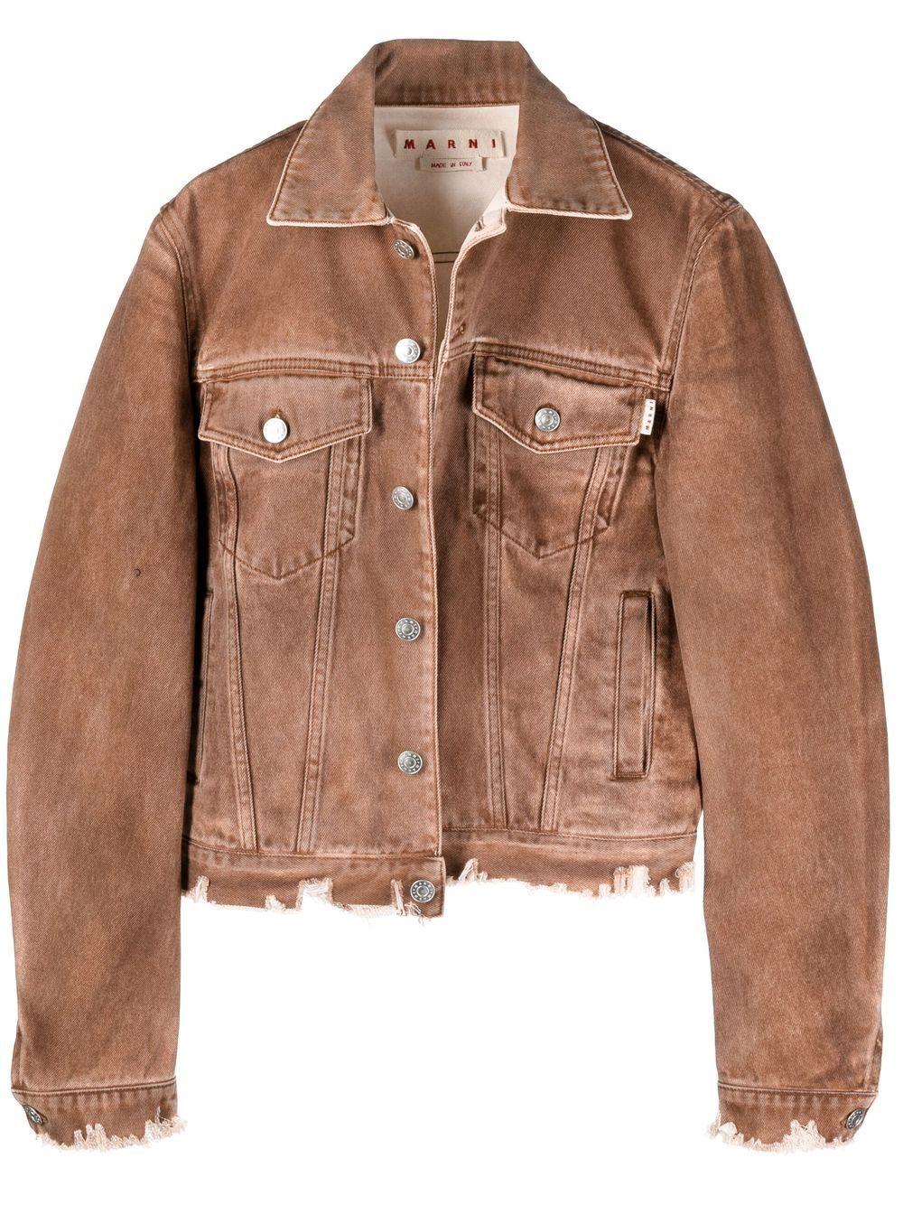 Marni Distressed-effect Denim Jacket in Brown for Men