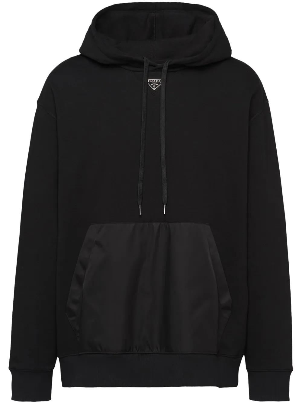 Prada Triangle-Logo Fleece Hoodie in Black for Men | Lyst UK
