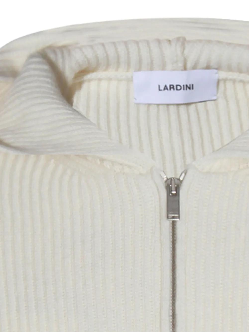 Lardini Ribbed Zip-Up Knitted Hoodie in White for Men | Lyst