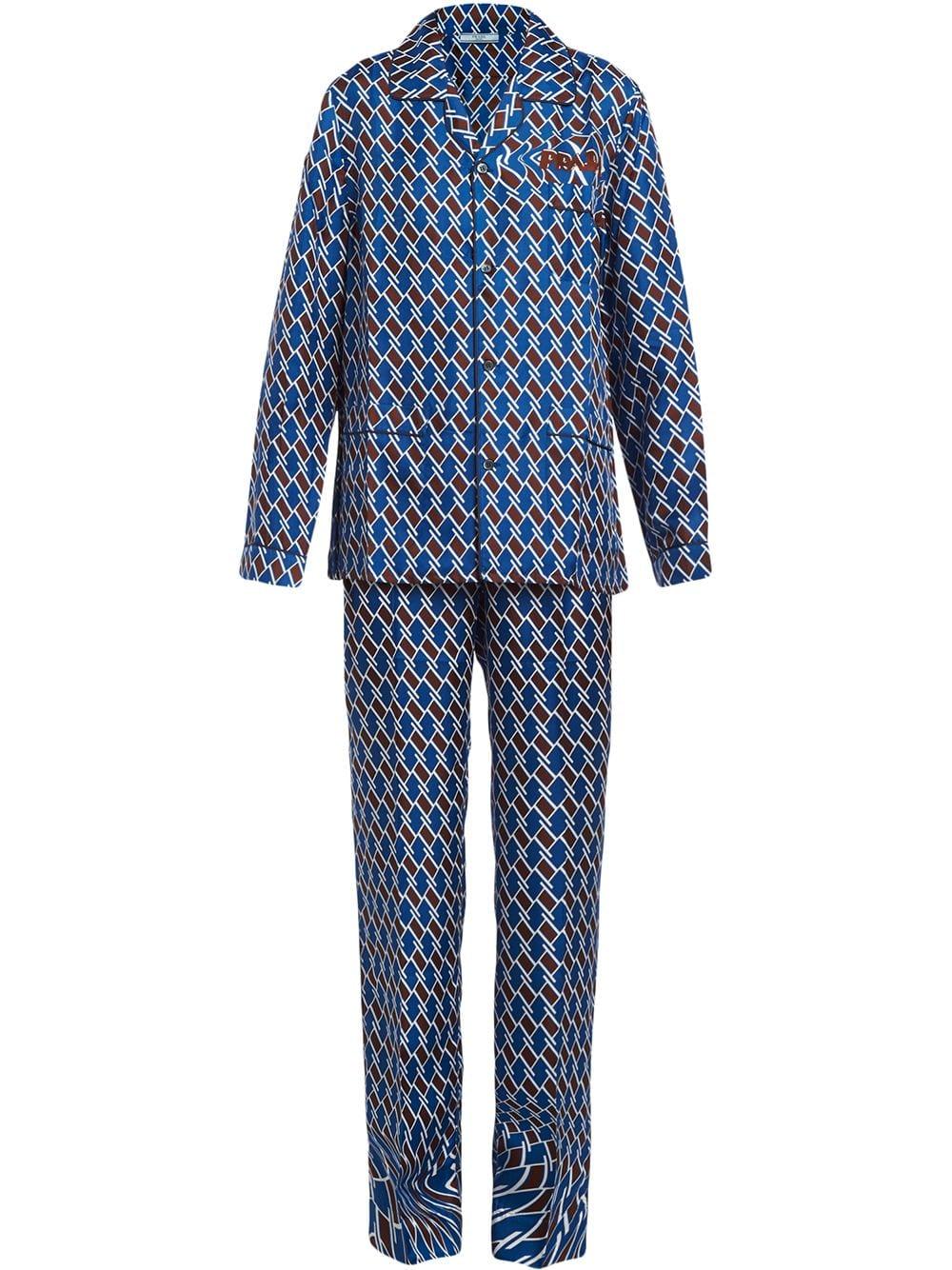 Prada Geometric Print Pyjamas in Blue | Lyst