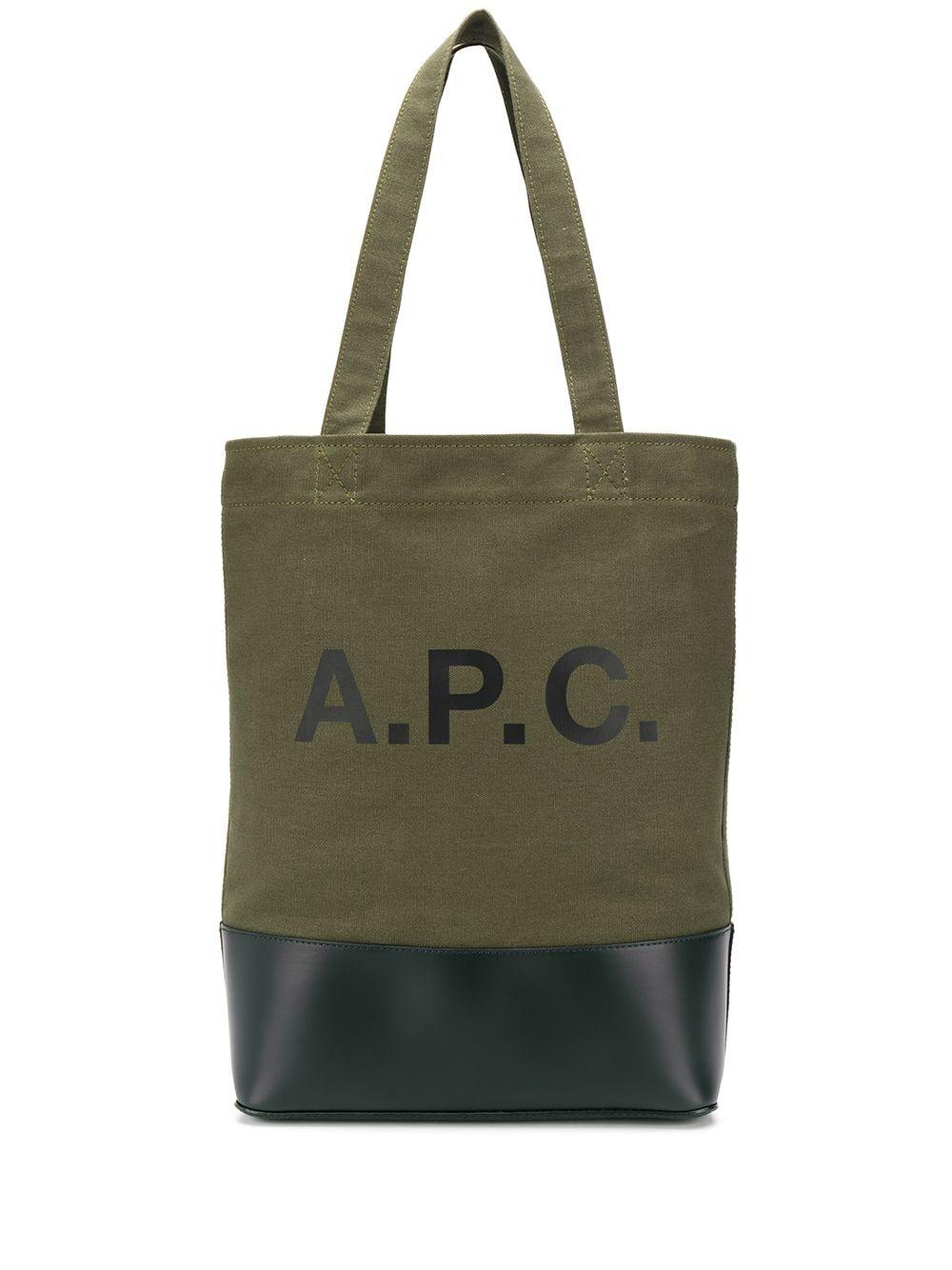 A.P.C. Leather Military Tote Bag in Green Lyst