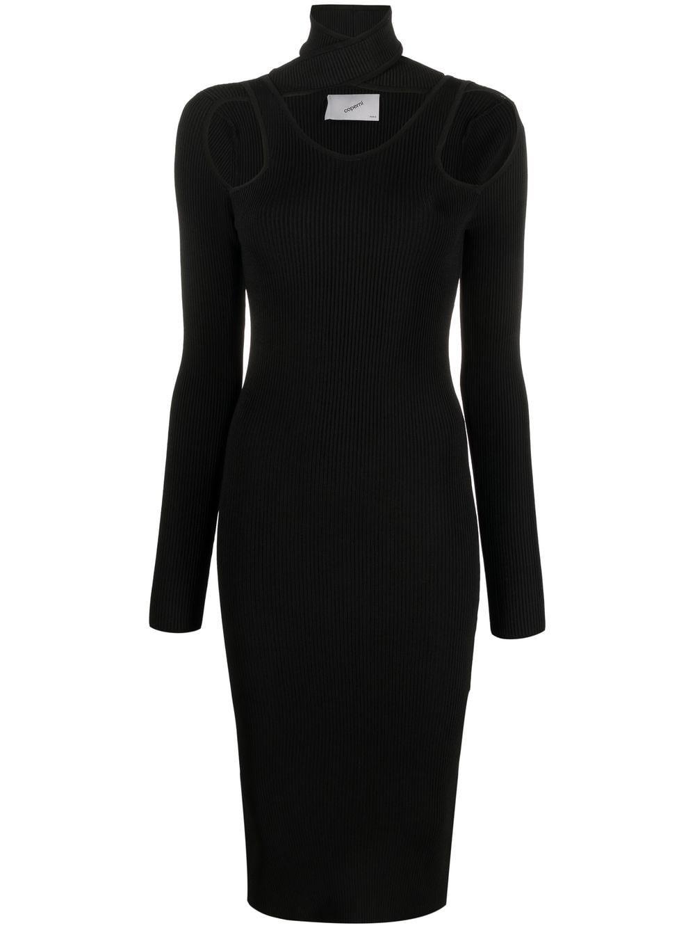 Coperni Cut-out Ribbed-knitted Dress in Black | Lyst