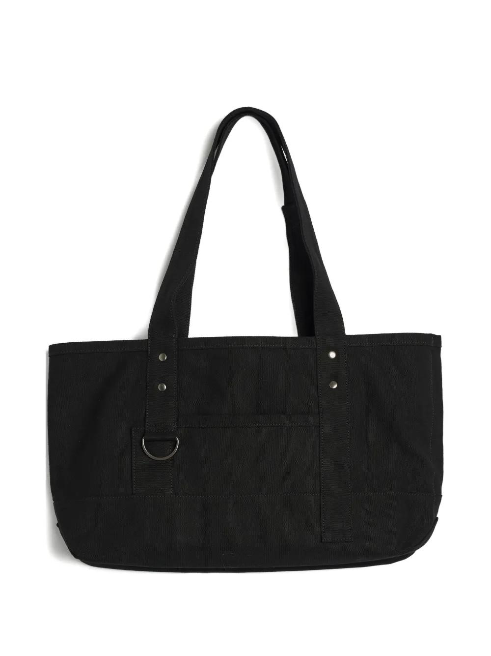 バッグ y's yohji yamamoto leather nylon totebag Y's Yohji Yamamoto Nylon Leather Tote Bag Black Vertical